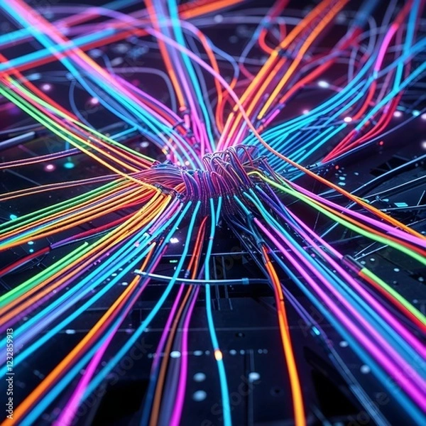 Obraz Brightly Colored Fiber Optics Representing Connectivity
