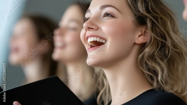 Obraz A group practicing call-and-response vocal techniques for a traditional choral performance