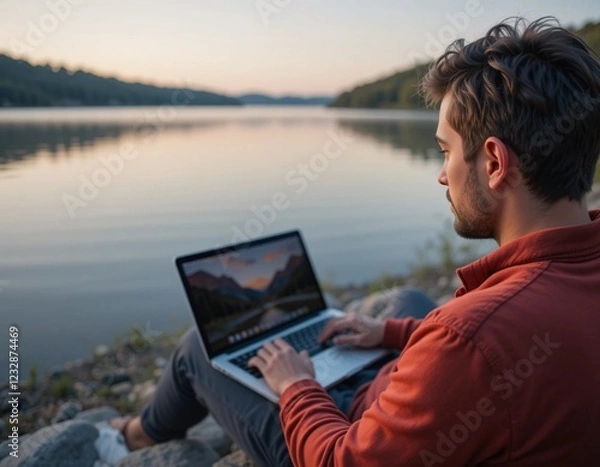 Obraz person with laptop