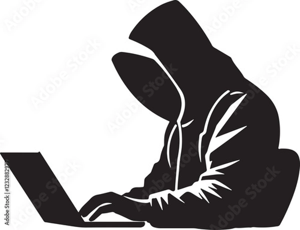 Fototapeta Hacker icon silhouette, vector illustrastion.