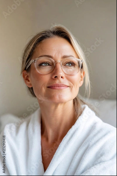 Fototapeta 40 year old woman skincare in the bedroom