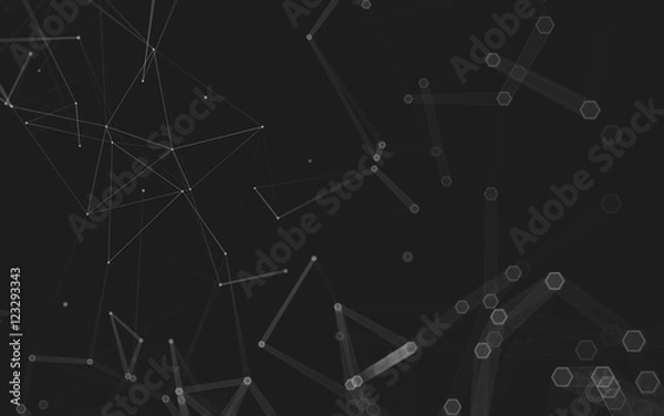 Fototapeta Abstract polygonal space low poly dark background, 3d rendering