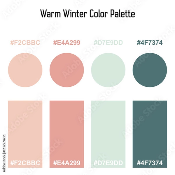Fototapeta Warm Winter Color Palette with color code in vector format