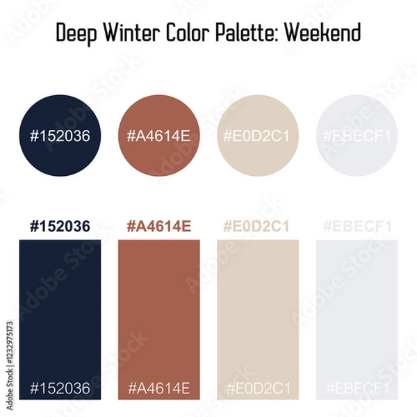 Fototapeta Deep Winter Color Palette with color code in vector format