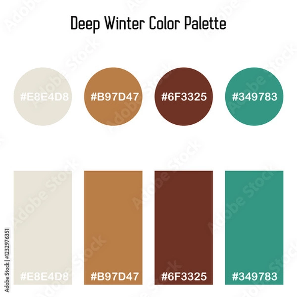 Fototapeta Deep Winter Color Palette with color code in vector format