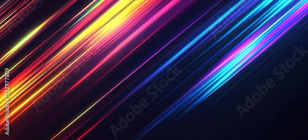 Obraz Vibrant Diagonal Neon Light Streaks on Dark Background