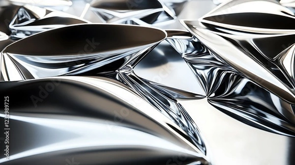Fototapeta Abstract Chrome Surface Sculpting Fluid Metal Forms
