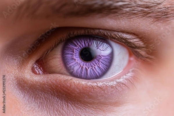 Obraz Macro shot of a mana??s intense lavender eye, with subtle veins and smooth transitions in the iris, captured in ultra HD