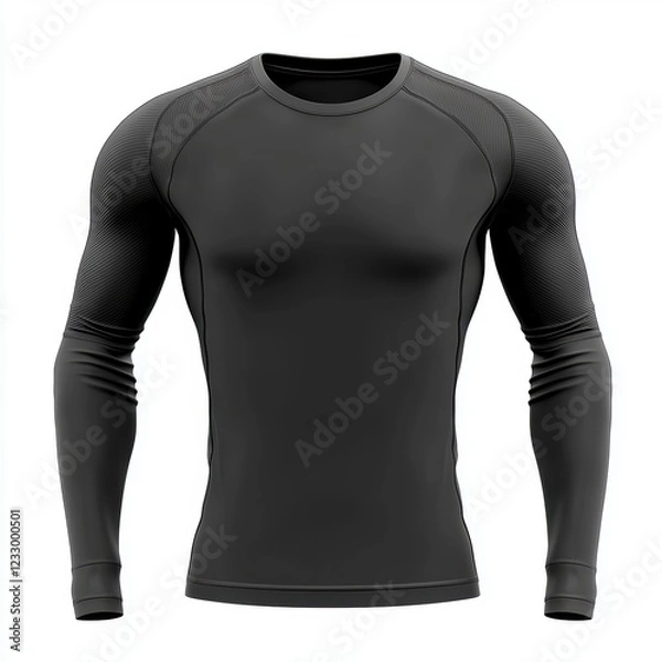 Fototapeta Long-sleeve thermal running shirt with a sleek fit, centered on a clean white background
