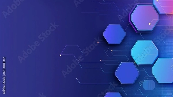 Obraz Exploring an endless tunnel of light. The architecture showcases neon hexagons. Part of a hyper loop concept. Set in an abstract, forward-thinking futuristic environment. Incorporates reflective