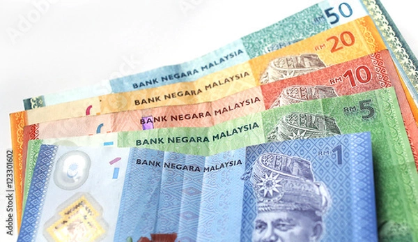 Obraz Malaysian ringgit currency on white background