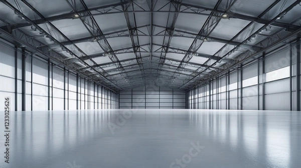 Fototapeta abstract white background architecture triangular warehouse hall 3d render illustration