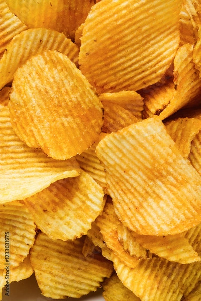 Obraz Wavy potato chips close-up.