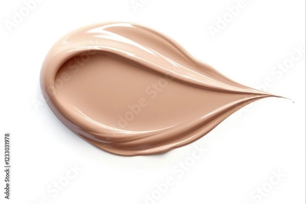Fototapeta Realistic BB Cream Texture with Make-Up Smear. Closeup Sample of Moisturizer Footed with Toned Dripped Make Up
