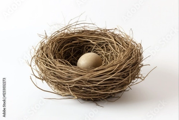 Fototapeta Realistic Empty Bird Nest Isolated Object for Easter Eggs and Natural Decorating