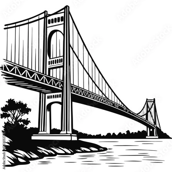 Obraz The Golden Gate Bridge in San Francisco, California is one of the most famous bridges in the United States. silhouette vector png