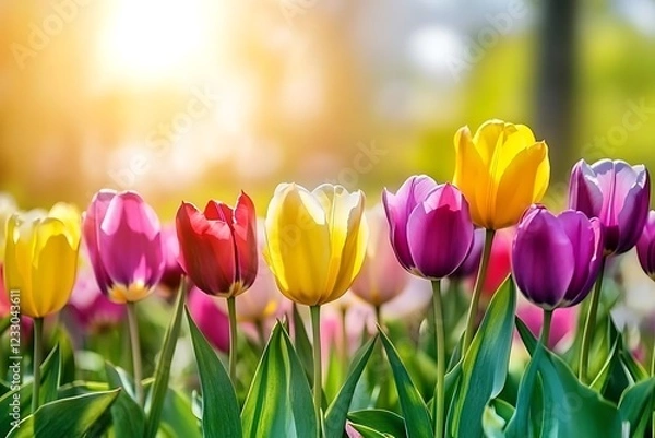 Obraz Spring Tulips in Full Bloom