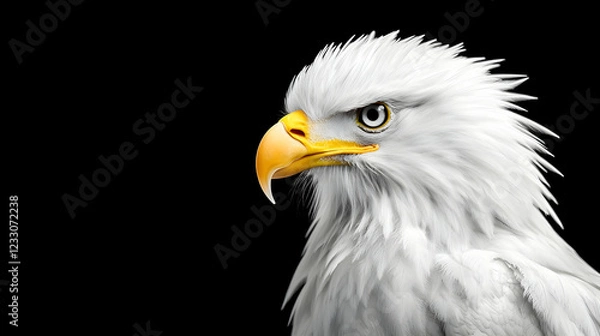 Fototapeta Majestic Bald Eagle Profile, Black Background, Wildlife Portrait