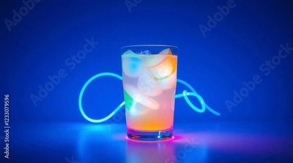 Fototapeta  The image shows a soft drink, with colors and energetic light trails