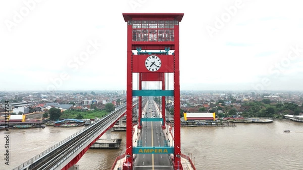 Obraz an iconic red bridge from the city of Palembang