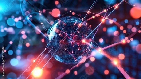 Fototapeta Imagery illustrating the principles of quantum computing, with quantum bits (qubits) harnessing the power of quantum mechanics