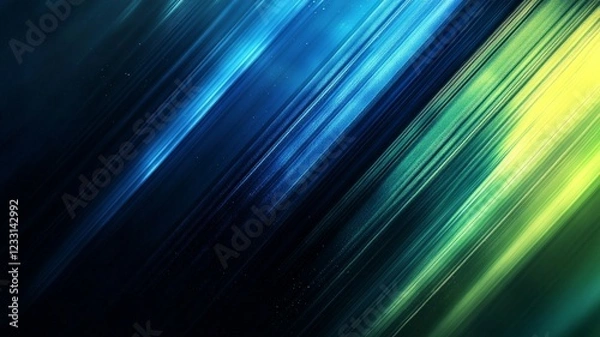 Fototapeta Abstract diagonal streaks of blue, green, and yellow.