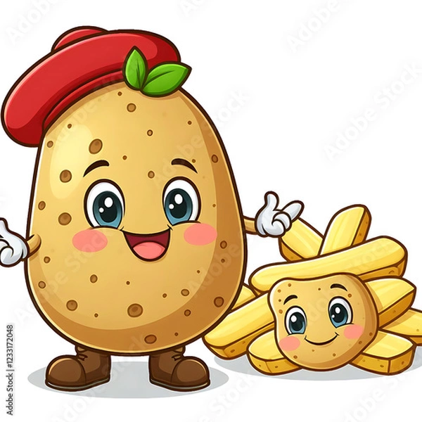 Fototapeta Vector mascot, cartoon and illustration of a potato giving thumb up
