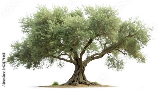 Fototapeta Ancient Olive Tree Isolated on White Background