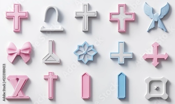 Fototapeta 3D render of a colorful Donation for church icon following a minimalism concept on a white background