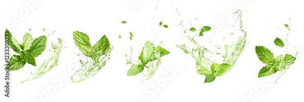 Obraz Peppermint tea splashes isolated on transparent background