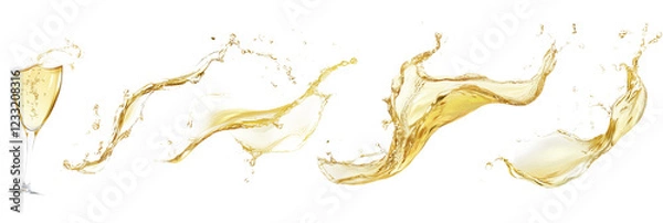 Fototapeta White wine splashes isolated on transparent background