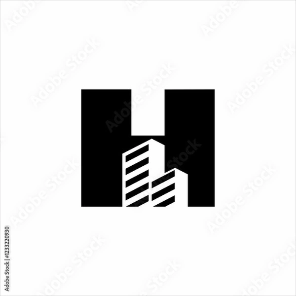 Obraz H initial building logo design vector symbol graphic