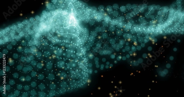 Obraz Glowing particles forming nebula-like shape in space image