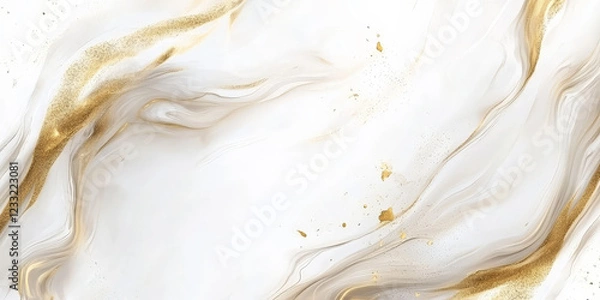 Fototapeta Elegant white marble background with subtle gold veins and smooth polished textures for timeless appeal.