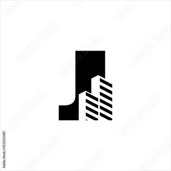 Obraz J initial building logo design vector symbol graphic