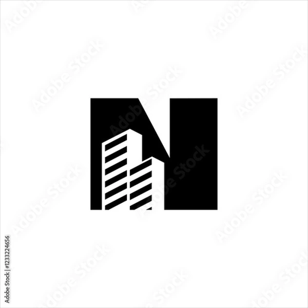 Obraz N initial building logo design vector symbol graphic
