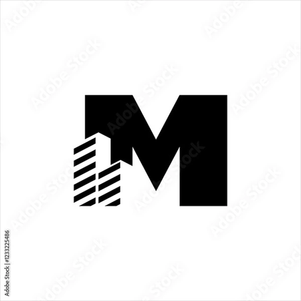 Obraz M initial building logo design vector symbol graphic
