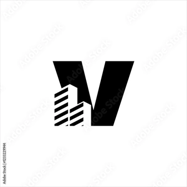Obraz V initial building logo design vector symbol graphic