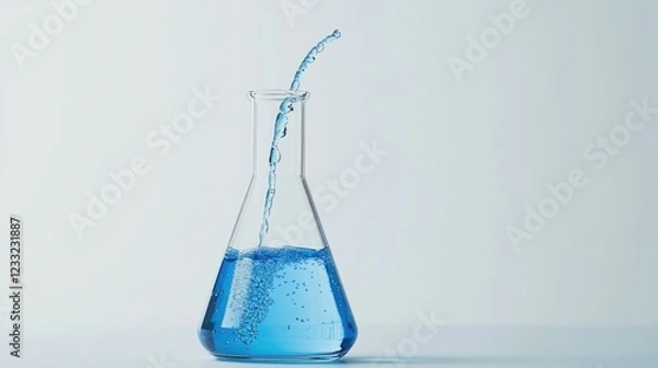 Fototapeta Blue Liquid Pouring Into Erlenmeyer Flask