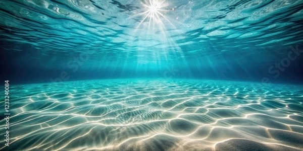 Fototapeta Ethereal Underwater Scene with Soft Light Filtering Through Water, Minimalist Aesthetic, Abstract Shapes and Textures, Calm Ocean Vibes, Serene Marine Life, Tranquil Environment, Nature's Beauty