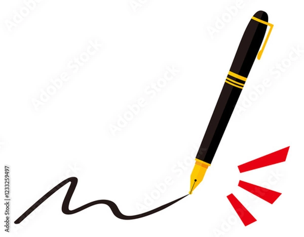 Fototapeta シンプルな万年筆のイラスト　筆記用具
