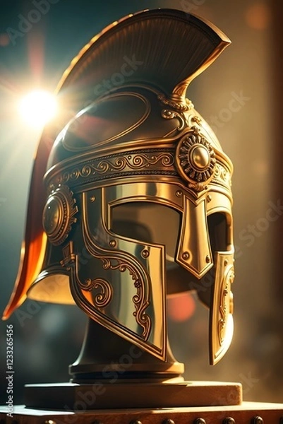 Fototapeta An ancient gladiator helmet glows with a sense of nostalgia.
