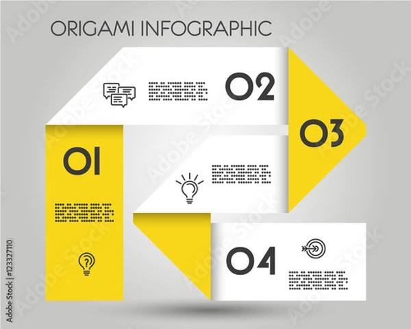 Obraz yellow origami infographic template