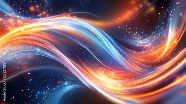 Fototapeta Colorful abstract waves of light creating a dynamic and vibrant background