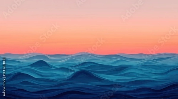 Fototapeta Serene Ocean Waves with Soft Gradient Sky at Dusk Over Water