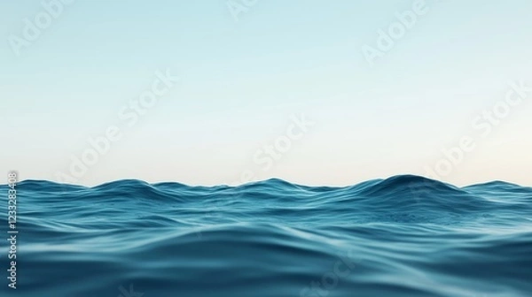 Fototapeta Serene Ocean Waves Under Clear Sky in Soft Morning Light