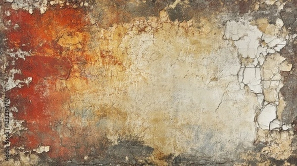 Obraz Weathered Grunge Wall Texture with Cracks and Peeling Paint
