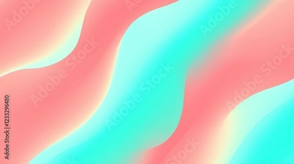 Fototapeta Soft Waves of Pink and Aqua in a Gentle Fluid Motion Background