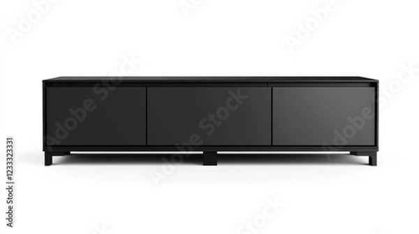 Fototapeta large modern black TV, file of isolated cutout object on white background.