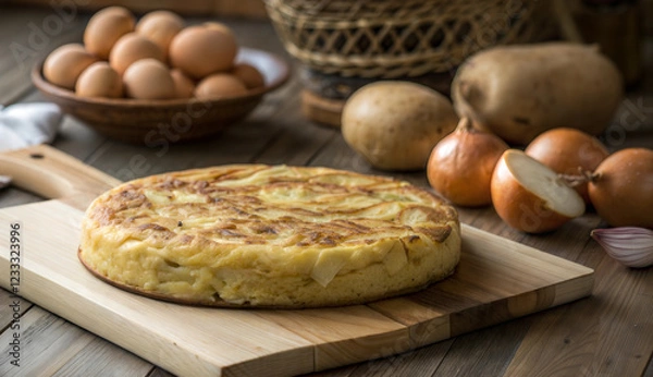 Obraz Traditional Spanish tortilla with potatoes and onions